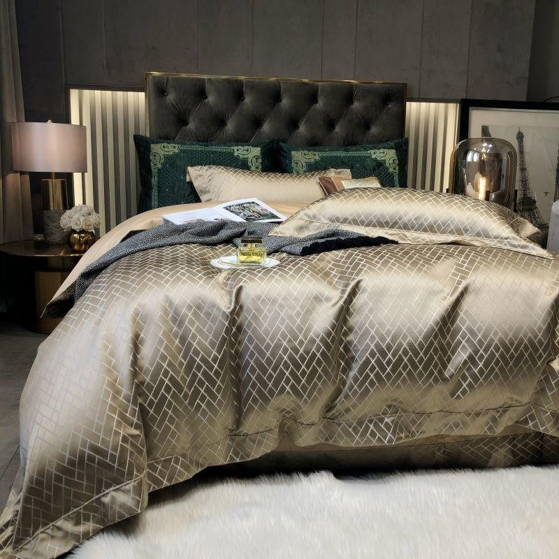 Talia Gold Cotton Satin Bedding Set