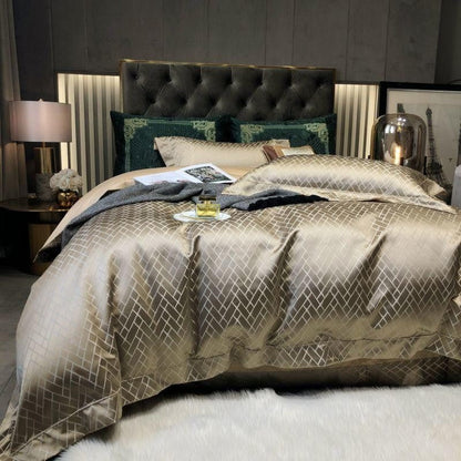 Talia Gold Cotton Satin Bedding Set