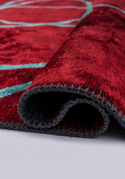 Rope Turquoise - Red Rug