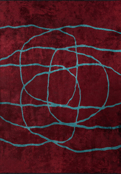 Rope Turquoise - Red Rug
