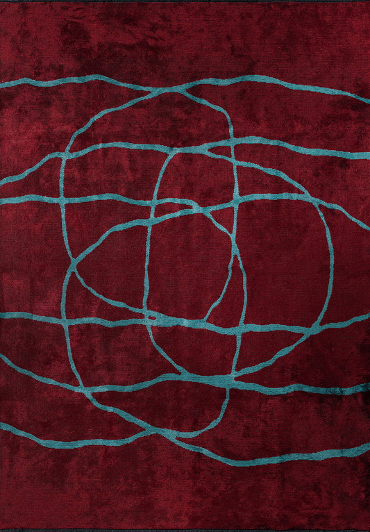 Rope Turquoise - Red Rug