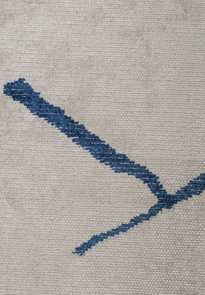 Wave Navy Blue - White Rug