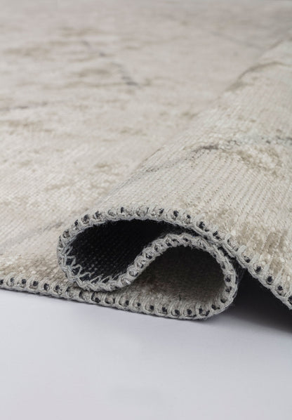 Wave Light Grey - White Rug