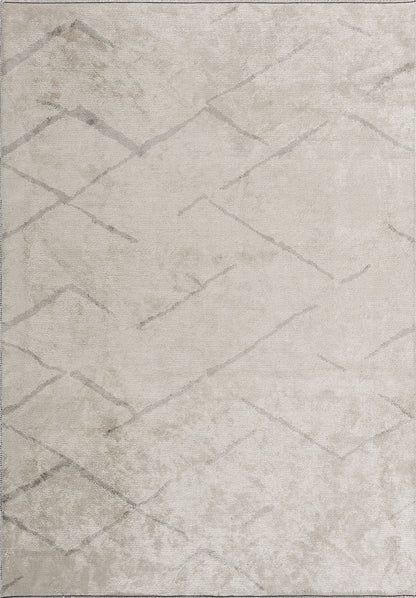 Wave Light Grey - White Rug