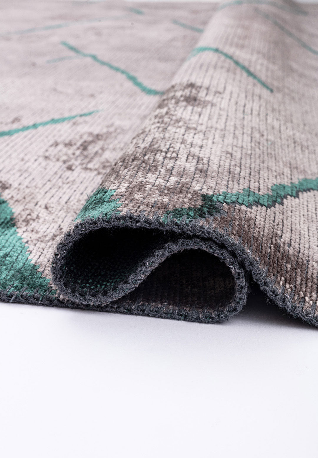 Wave Dark Green - Light Grey Rug