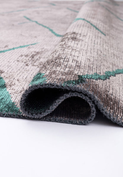 Wave Dark Green - Light Grey Rug