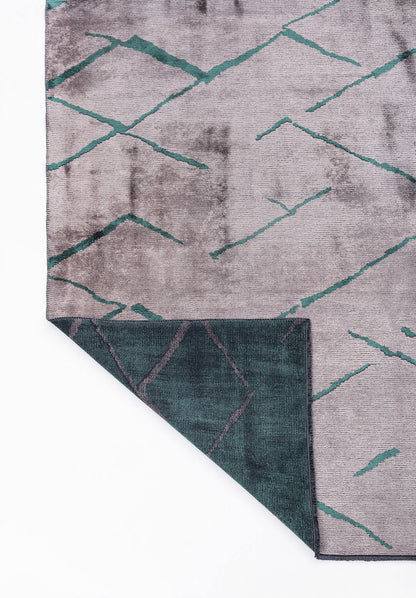 Wave Dark Green - Light Grey Rug