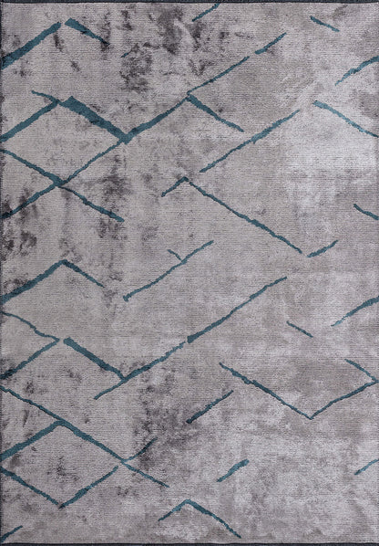 Wave Petrol - Light Grey Rug