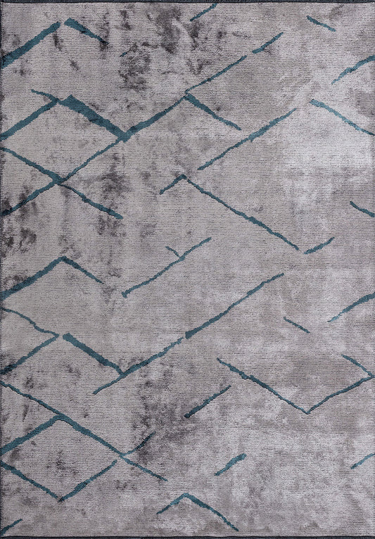 Wave Petrol - Light Grey Rug