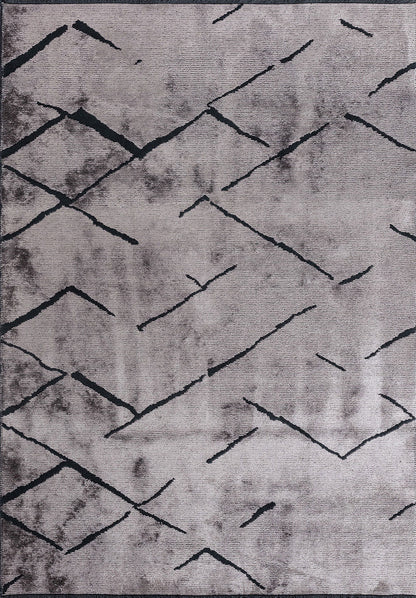 Wave Matte Black - Light Grey Rug