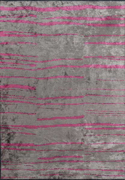 Flow Pink - Grey Rug