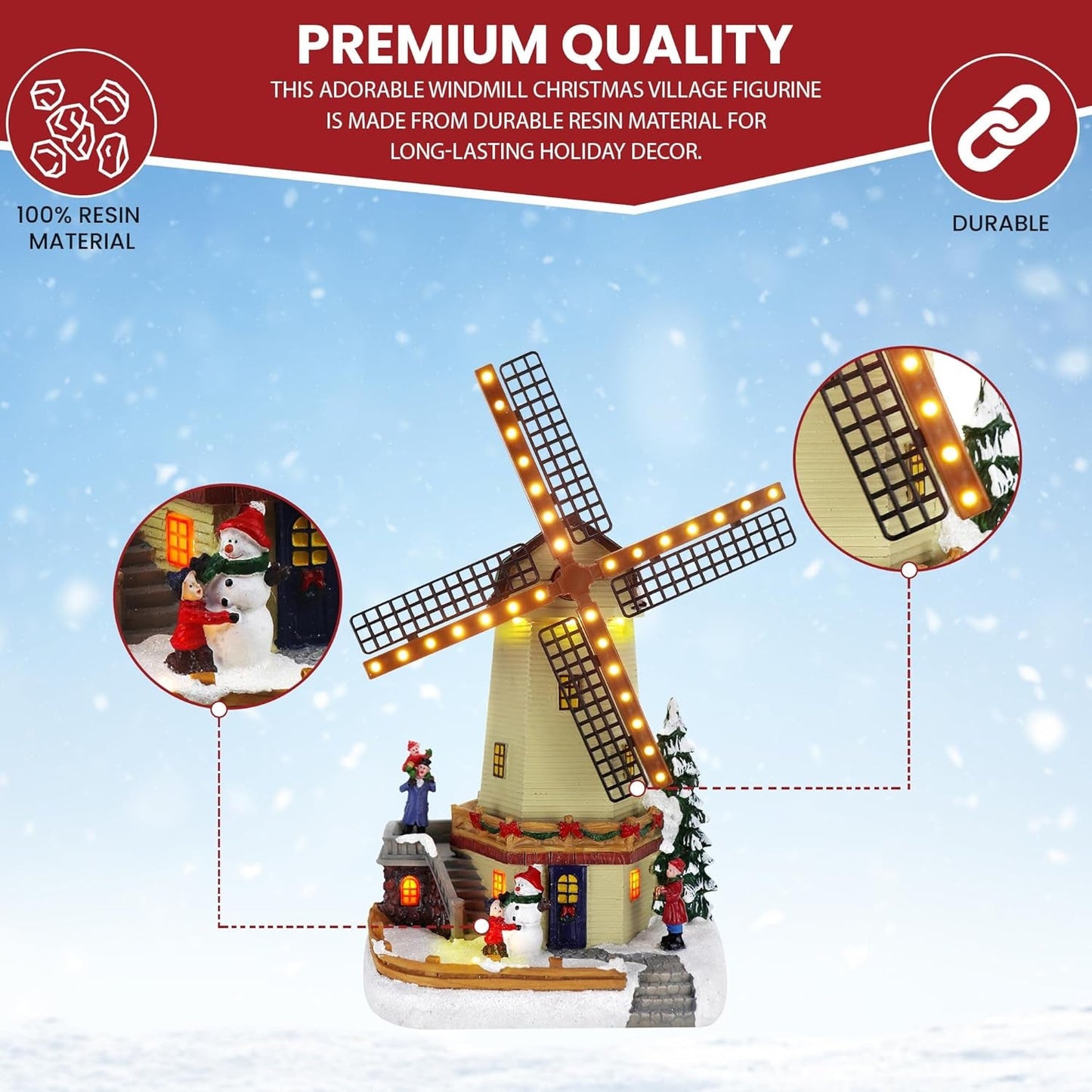 Christmas Village Windmill - Animated Pre-Lit Musical Winter Snow Village - Perfect Addition to Your Christmas Indoor Decorations & Christmas Village Display - a Thoughtful Gift for Your Loved Ones Collectible Buildings Collectible Buildings & Accessories Home & Kitchen Home Décor Accents Home Décor Products