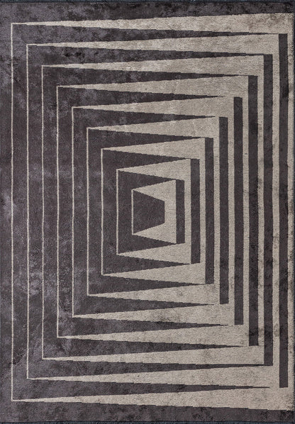 Cubic Charcoal - Beige Rug