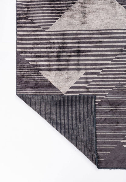 Lines Charcoal - Beige Rug