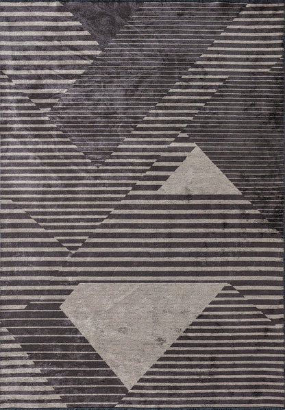 Lines Charcoal - Beige Rug