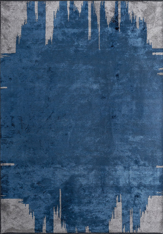 Cage Navy Blue - Light Grey Rug