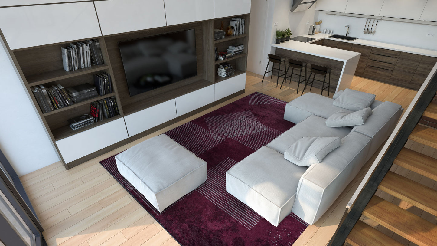Matrix Dark Damson - Ice Blue Rug