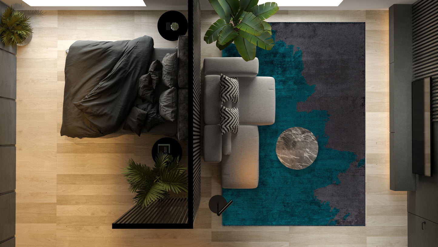 Coast Dark Turquoise - Charcoal Rug