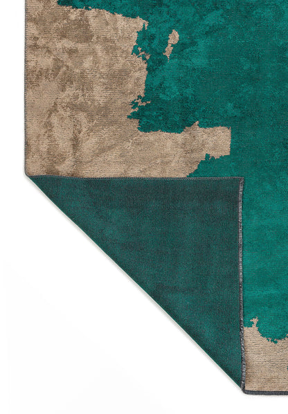 Coast Dark Turquoise - Dark Beige Rug area carpet area rug carpet Color_Beige Color_Green coral Material_Cotton & Viscose