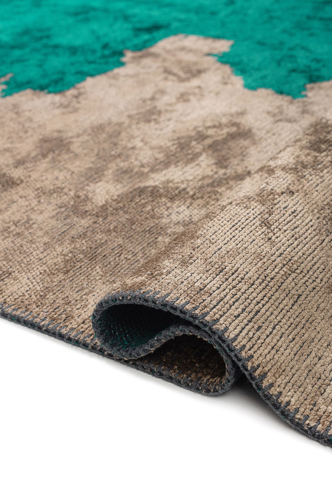 Coast Dark Turquoise - Dark Beige Rug area carpet area rug carpet Color_Beige Color_Green coral Material_Cotton & Viscose