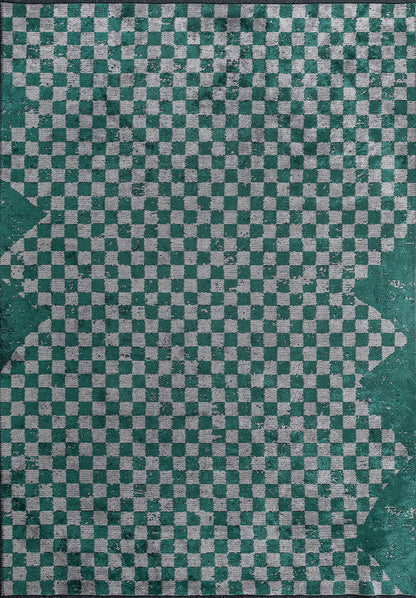 King Dark Green - Light Grey Rug