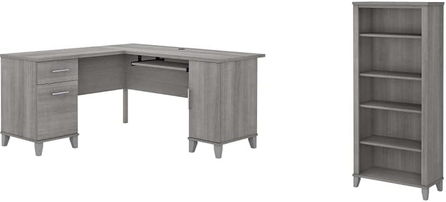 Bush Furniture Somerset L Shaped Desk with Storage and Lateral File Cabinet in Ash Gray Cabinets File Cabinets Lateral File Cabinets Office Furniture & Lighting Office Products Racks & Shelves