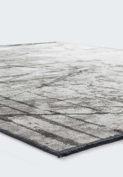 Crack Anthracite - Cream Rug