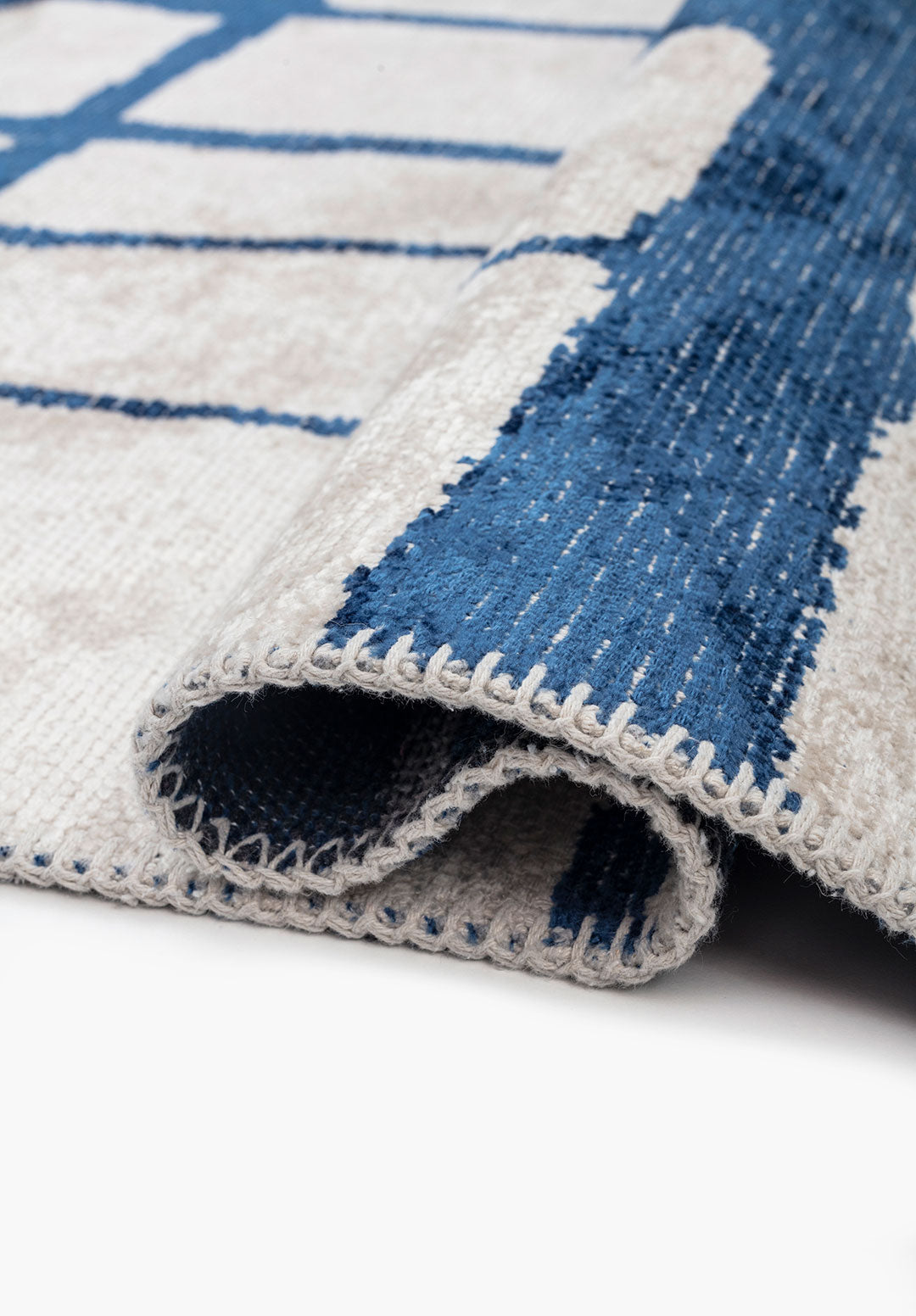Web Navy Blue - White Rug
