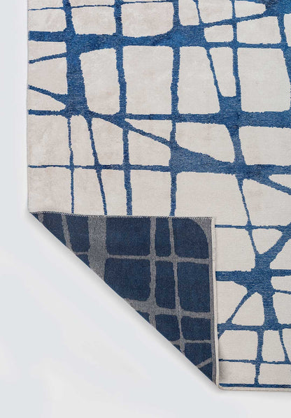 Web Navy Blue - White Rug