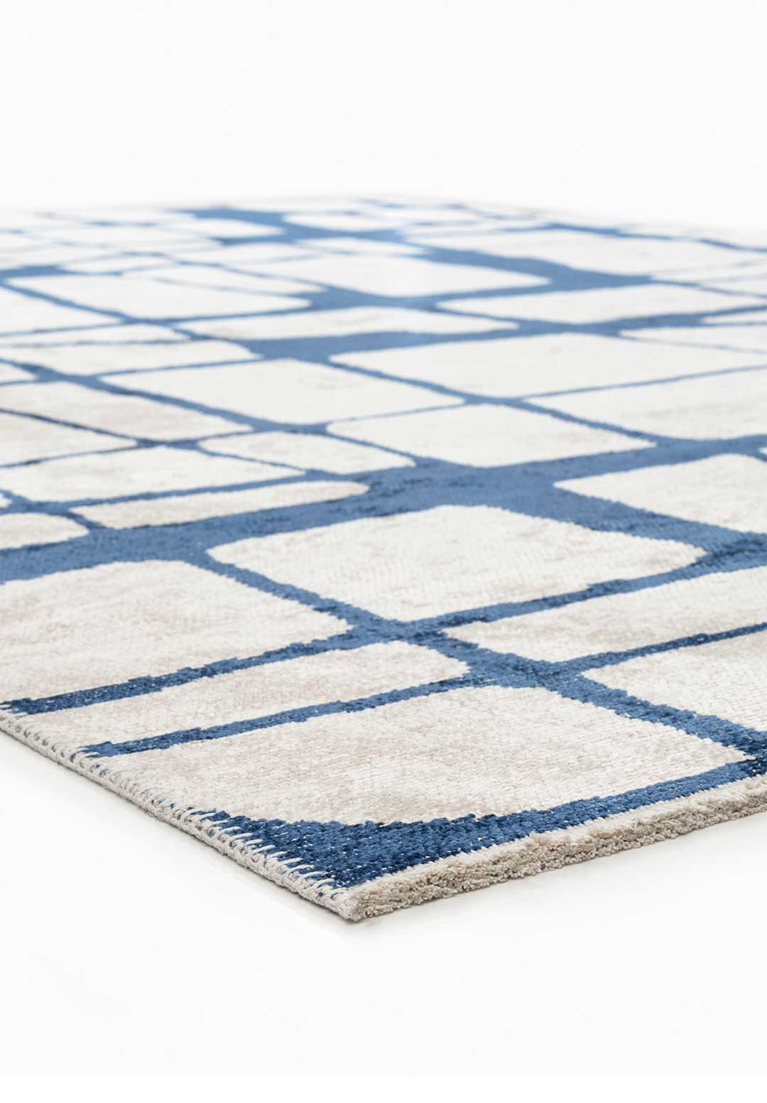 Web Navy Blue - White Rug