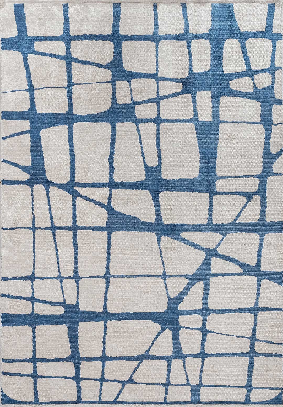 Web Navy Blue - White Rug