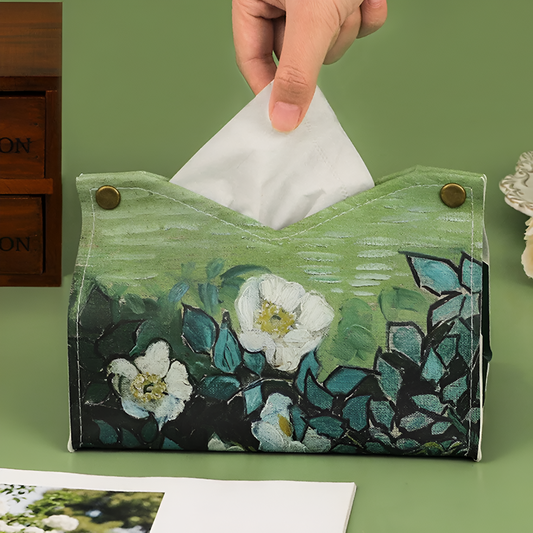 Oil Painting Leather Tissue Box