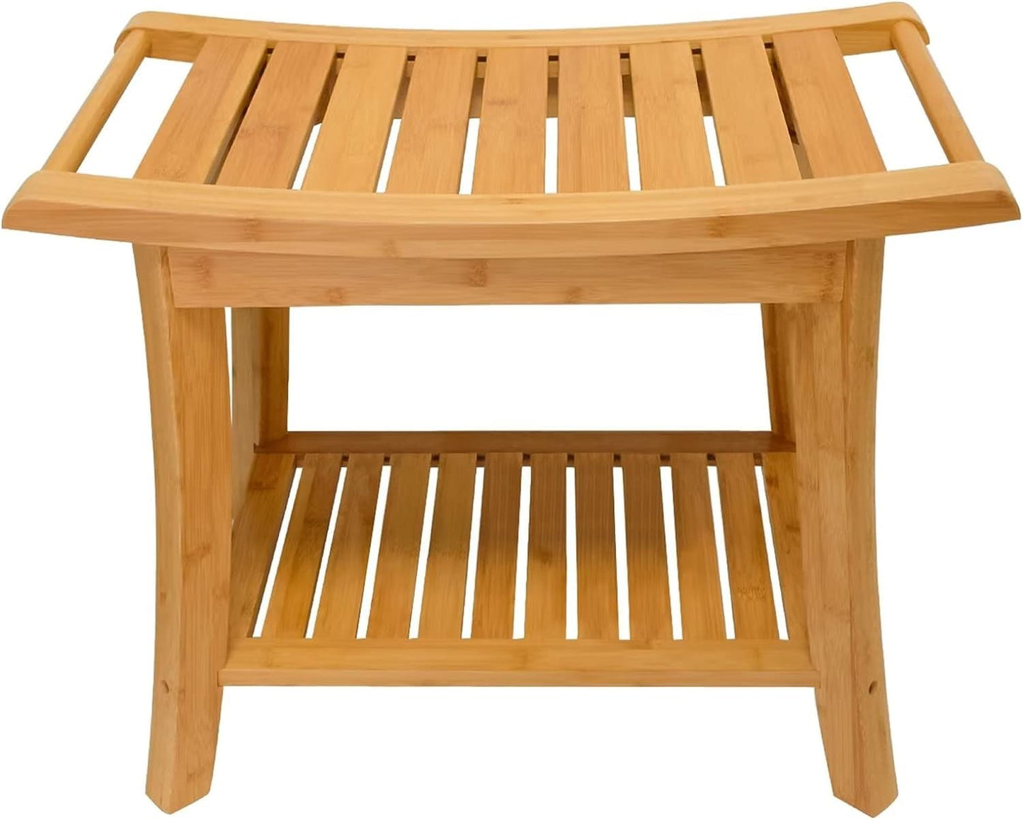 Bamboo Shower Stool Bench Waterproof with Storage Shelf for Shaving Legs or Spa Bath Seat in Bathroom & inside Shower for Adults Seniors Elderly (24 X 13.4 X 18.5 Inches+Walnut) Aids & Accessories Bath & Shower Aids Bath & Shower Safety Seating & Transfer Benches Bathroom Safety Mobility & Daily Living Aids