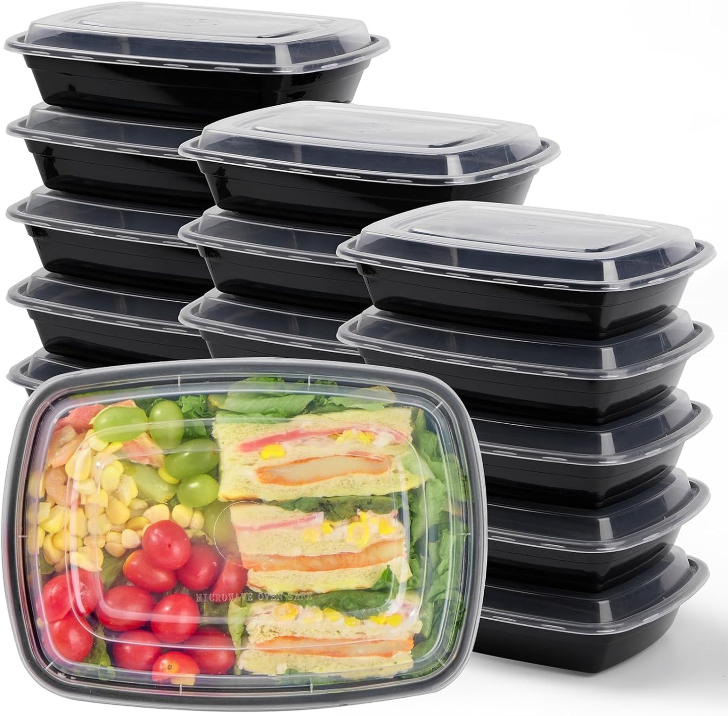 Glotoch 50 Pack 32 Oz Meal Prep Containers Reusable, 2 Compartment Food Containers with Lids to Go Containers, Lunch-Microwave,Freezer,Dishwasher Safe Boxes Disposables Food Service Equipment & Supplies Industrial & Scientific Take Out Containers