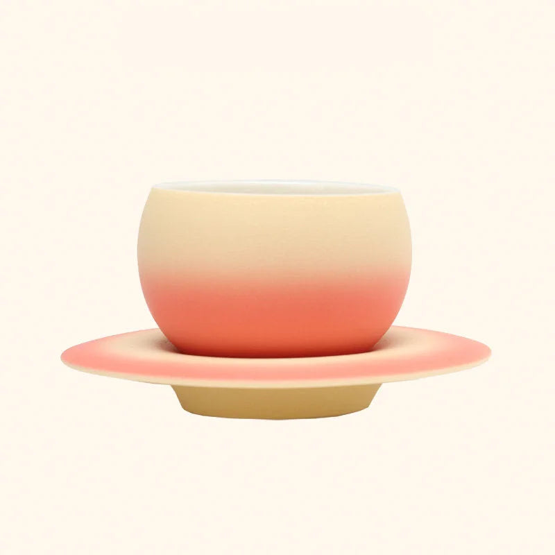 Matte Ombre Ceramic Coffee Cup & Saucer Set
