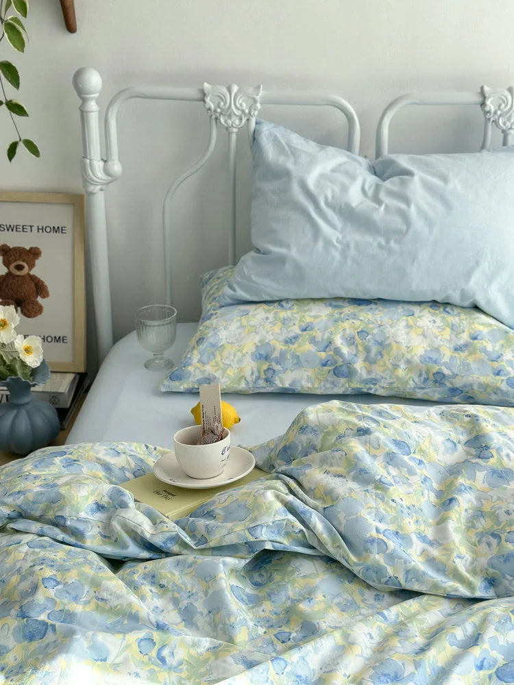Breezy Watercolor Floral Cotton Bedding Set