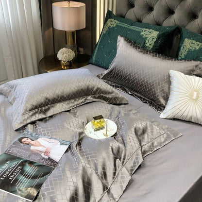 Talia Grey Cotton Satin Bedding Set