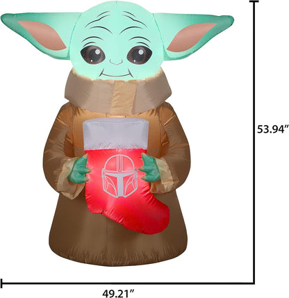 Holiday Gemmy 4.5' Christmas Inflatable Yoda the Child Holding a Christmas Stocking Indoor/Outdoor Decoration, 38111 Inflatable Yard Decorations Lawn & Garden Outdoor Décor Outdoor Holiday Decorations Patio