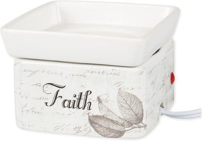 Elanze Designs Dream Actions Faith Stronger Stoneware Electric 2 in 1 Jar Candle and Wax Tart Oil Warmer Home & Kitchen Home Décor Products Home Fragrance Home Fragrance Accessories