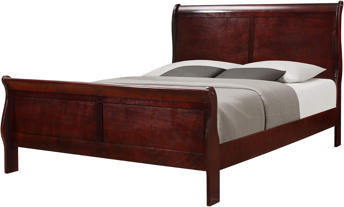 Benjara BM223787 Sleigh Design Wooden Headboard & Footboard, Cherry Brown - Full Size Bedroom Furniture Beds Frames & Bases Furniture Headboards Headboards & Footboards Home & Kitchen