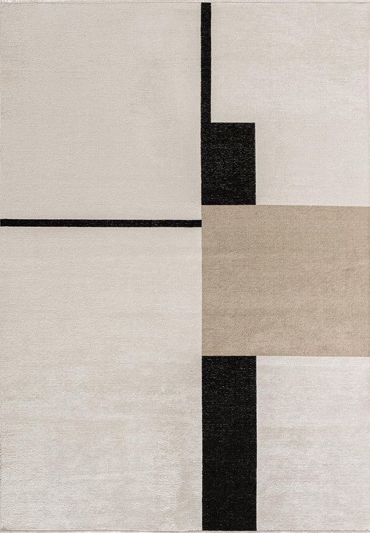 Block Black - Nougat Rug area carpet area rug carpet Color_Black Color_Brown Color_White MARRAKESH Material_Cotton & Viscose Rug2023