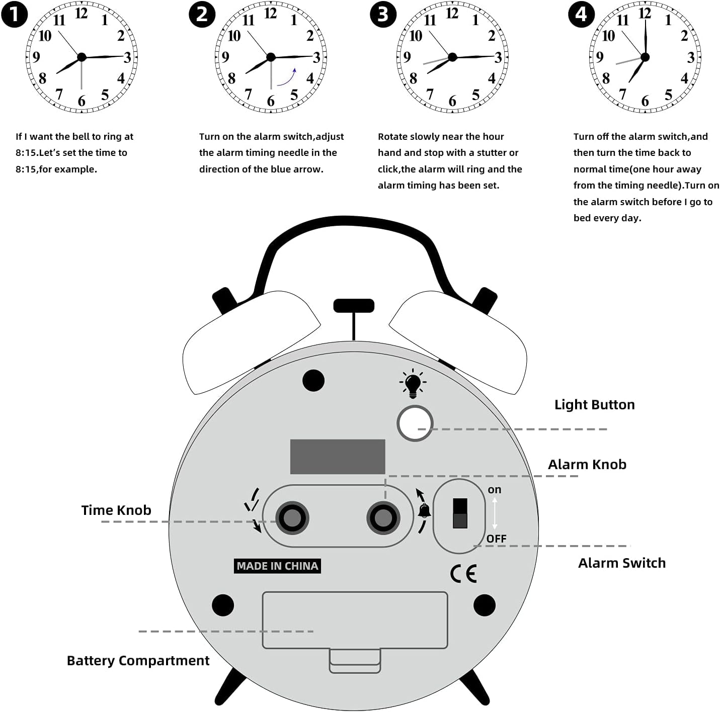 Loud Alarm for Deep Sleepers 4'' Retro & Fashionable Twin Bell Alarm Clock with Backlight for Bedroom and Home Decoration(Deep Emerald) Alarm Clocks Clocks Home & Kitchen Home Décor Products