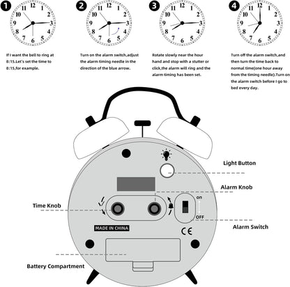 Loud Alarm for Deep Sleepers 4'' Retro & Fashionable Twin Bell Alarm Clock with Backlight for Bedroom and Home Decoration(Deep Emerald) Alarm Clocks Clocks Home & Kitchen Home Décor Products