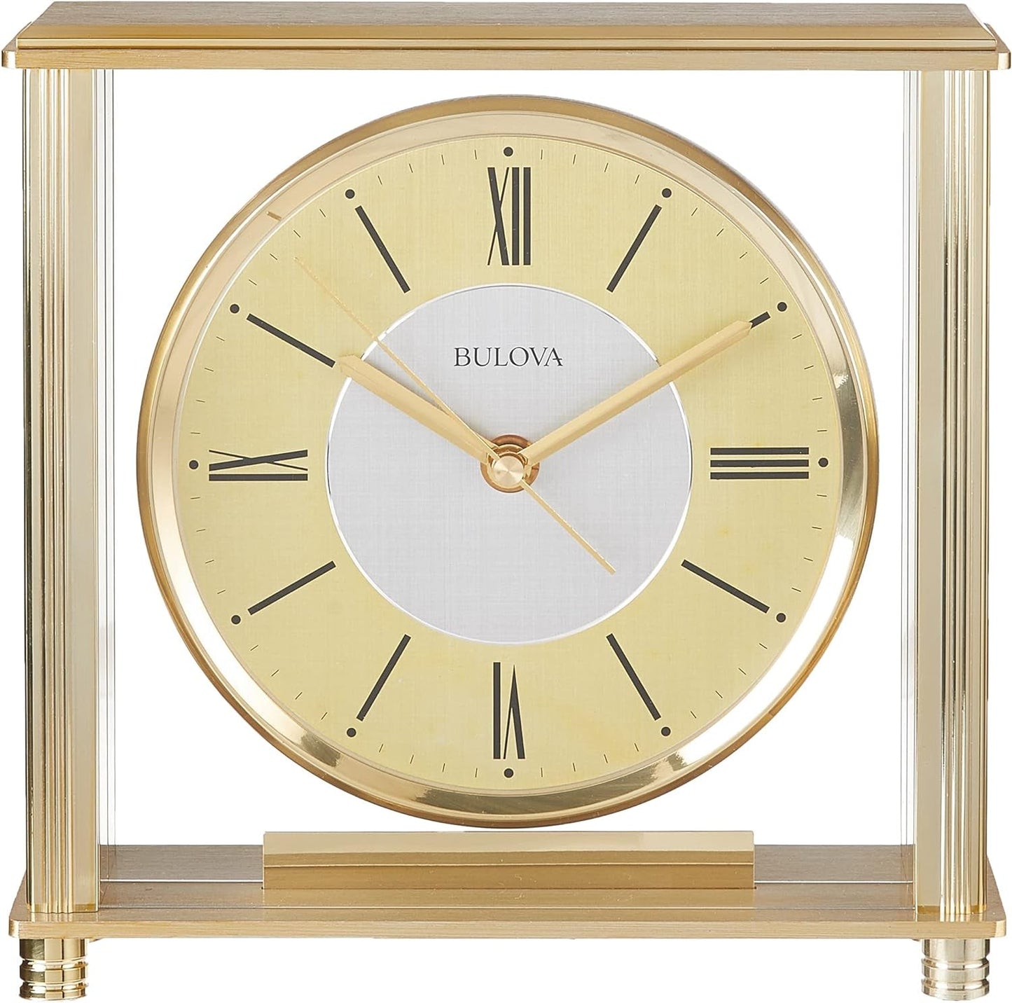 Bulova B1700 Grand Prix Clock, Brass Clocks Desk & Shelf Clocks Home & Kitchen Home Décor Products