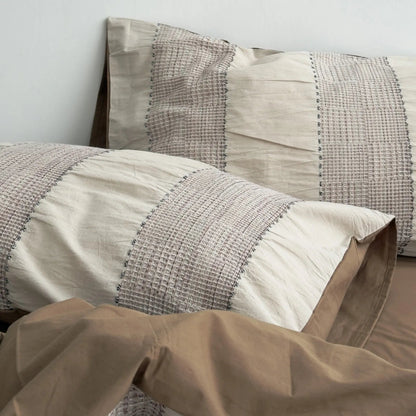 Textured Woven Stripe Washed Cotton Bedding Set