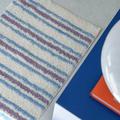 Plush Tufted Wavy Striped Polyester Accent Rug