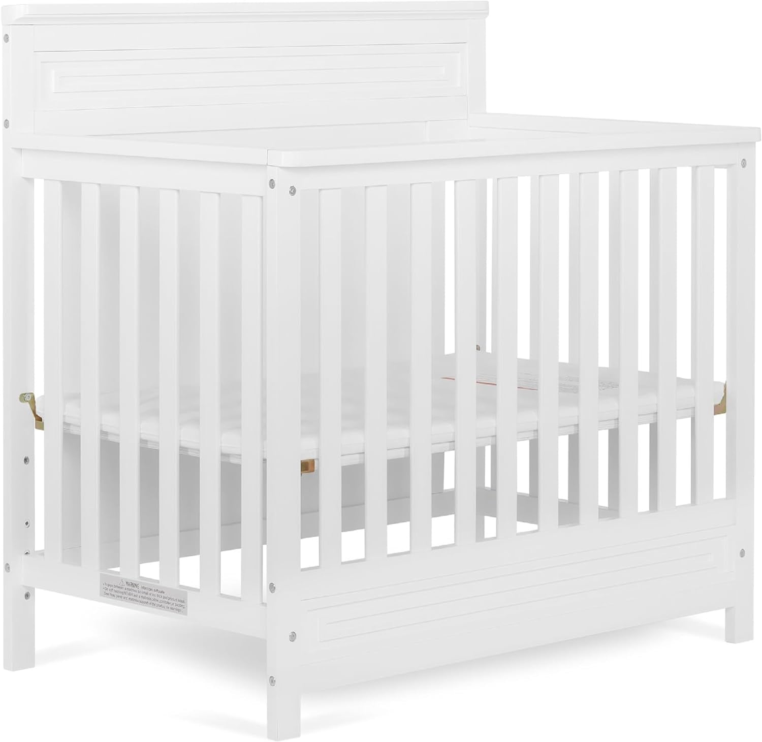 Harbor Full Panel 4-In-1 Convertible Mini Crib in Espresso, Water-Based Paint Finish, JPMA Certified, 3-Position Mattress Height Setting, Made of Solid Pinewood Baby Products Convertible Cribs Furniture Infant & Toddler Beds Nursery