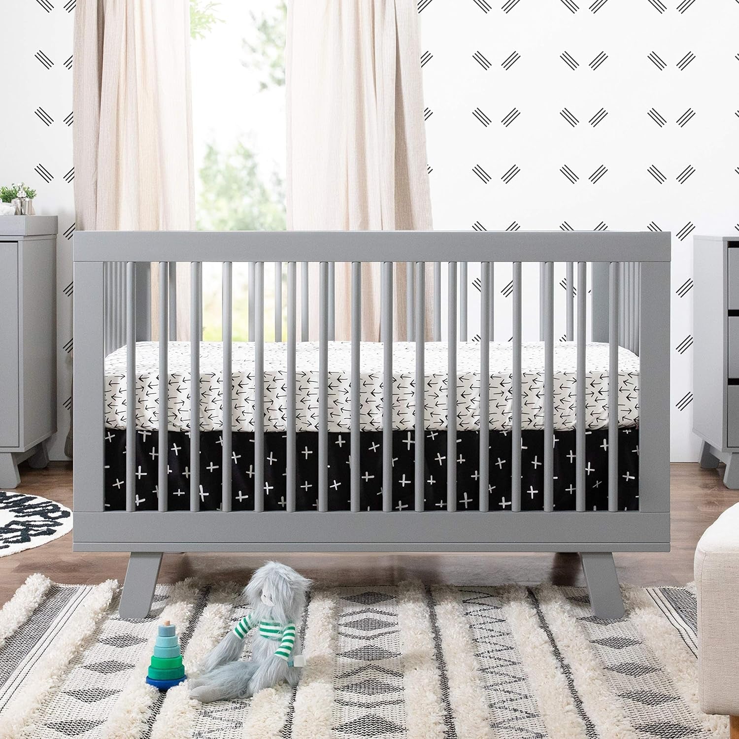 Babyletto Hudson 3-In-1 Convertible Crib with Toddler Bed Conversion Kit in Grey, Greenguard Gold Certified Baby Products Cribs Furniture Infant & Toddler Beds Nursery