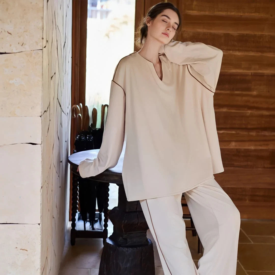 Soft Piped Plush Pajama Set