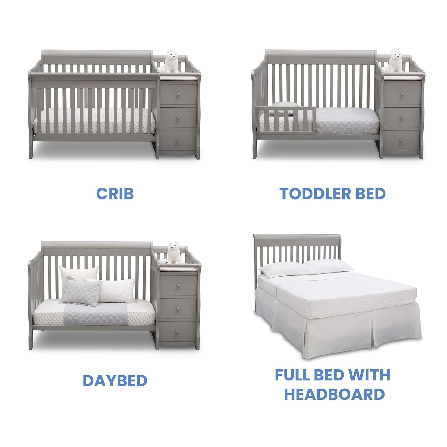 Princeton Junction Convertible Crib N Changer, Grey + Serta Perfect Slumber Dual Sided Recycled Fiber Core Crib and Toddler Mattress (Bundle) Baby Products Convertible Cribs Furniture Infant & Toddler Beds Nursery